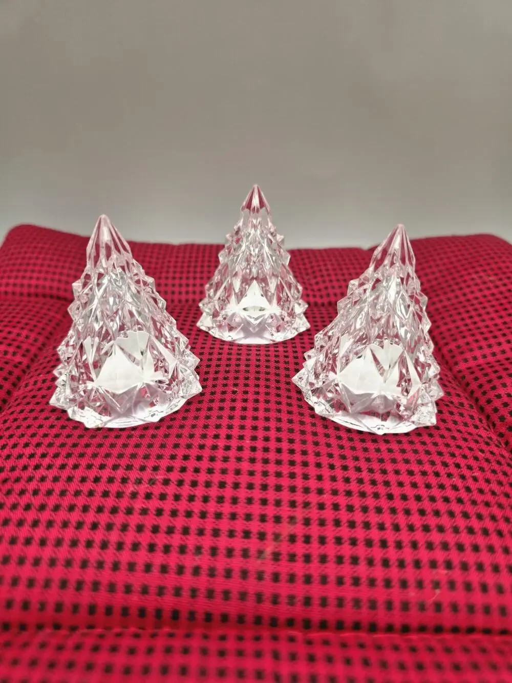 IKEA Vinterfest LED Light Up Clear Acrylic Christmas Tree Figurines Lot of 3